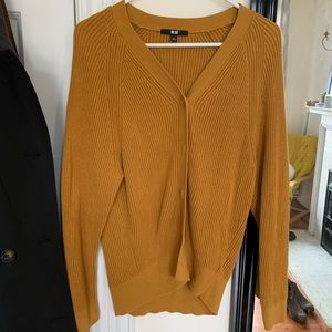 Mustard Uniqlo ribbed cardigan